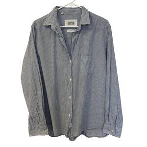 Frank & Eileen Grayson The Hero Button Up Cotton Top Size XL(5) Blue White READ